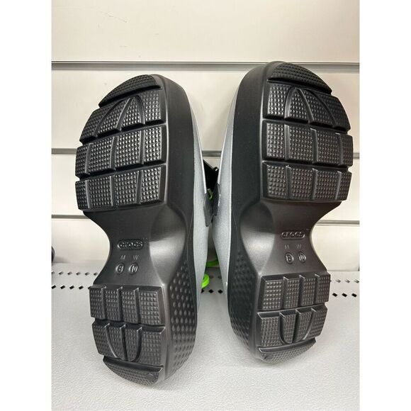 CROCS Women’s Stomp Metallic Penny Loafer Black Silver Platform Clog Sz 10 US - Picture 3 of 6